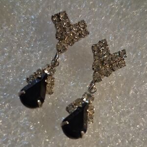 Elegant Black and Silver Drop Earrings